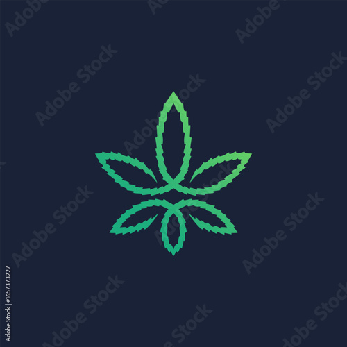 vector illustration of marijuana leaf line