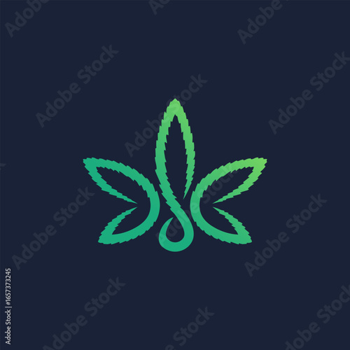 vector illustration of marijuana leaf line