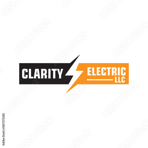 Modern Minimalist Clarity Electric LLC Logo Design: Bold Black and Orange Branding for Energy Company