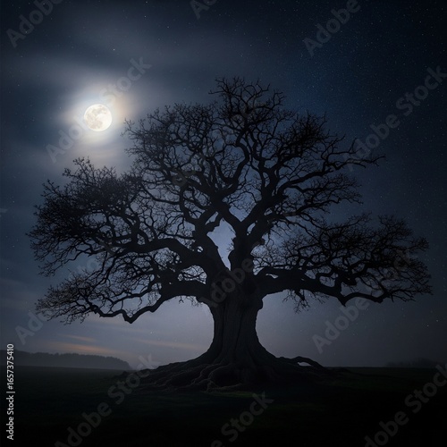 Naklejka tree in the moonlight