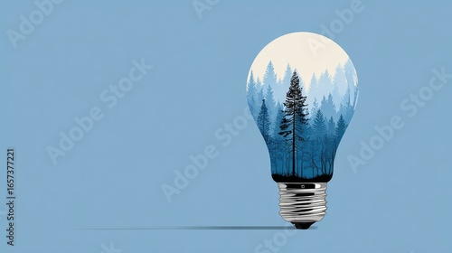 Lightbulb containing a forest scene
