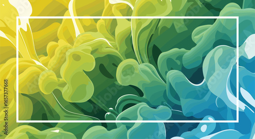 Abstract flowing ink clouds in vibrant yellow and blue hues create a mesmerizing and dynamic visual experience