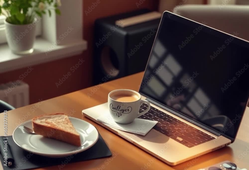 Home office hora do café. 