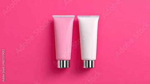 Wallpaper Mural Two tubes, pink and white, on pink background Torontodigital.ca