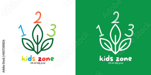 Cartoon style kid logo template for preschool and school identity