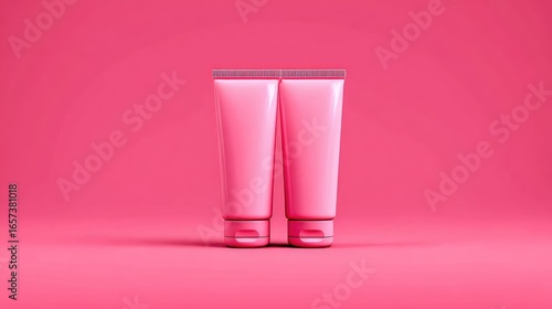 Two pink tubes on a pink background