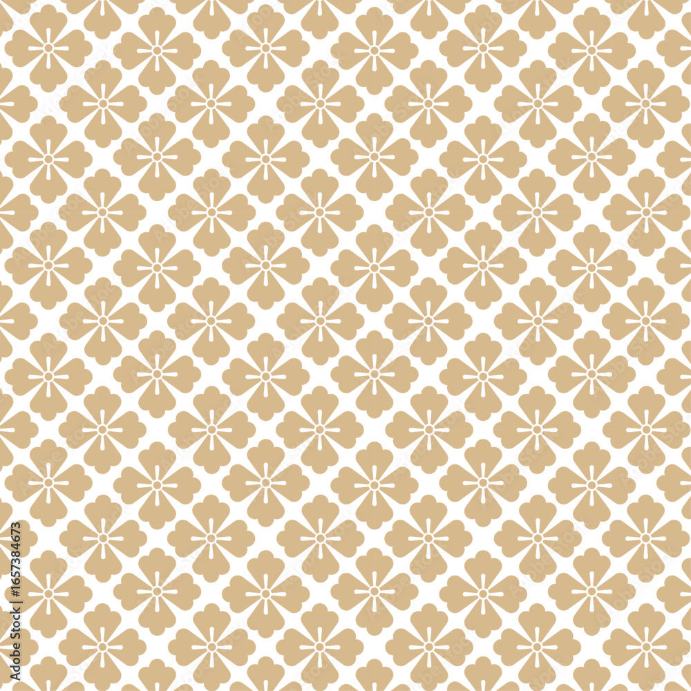 Fototapeta premium 日本の伝統的な紋様素材。花菱紋のパターンのシームレスな和風デザイン素材。