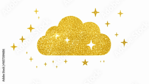 Aureate Cumulus Golden sparkling clouds isolated watercolor vector illustration svg