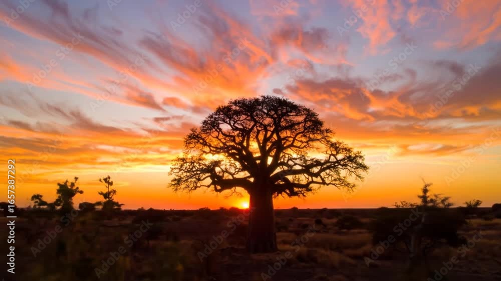 African baobab tree at sunset African baobab tree at sunset
