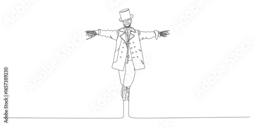 vector continuous line scarecrow to scare away birds
