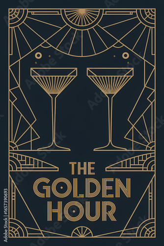 Elegant Art Deco Illustration of Cocktails for a Luxury Event