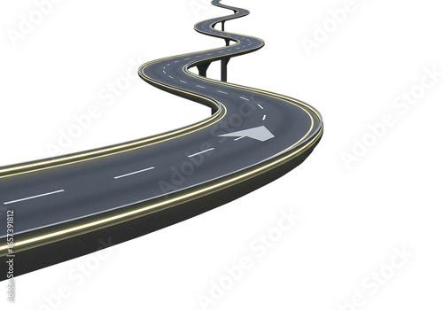 Winding highway isolated on transparent background