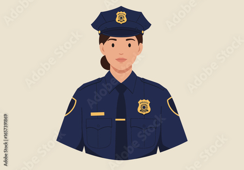 Police Officer Illustration - A Woman in Uniform Serving and Protecting the Community with Dedication and Honor