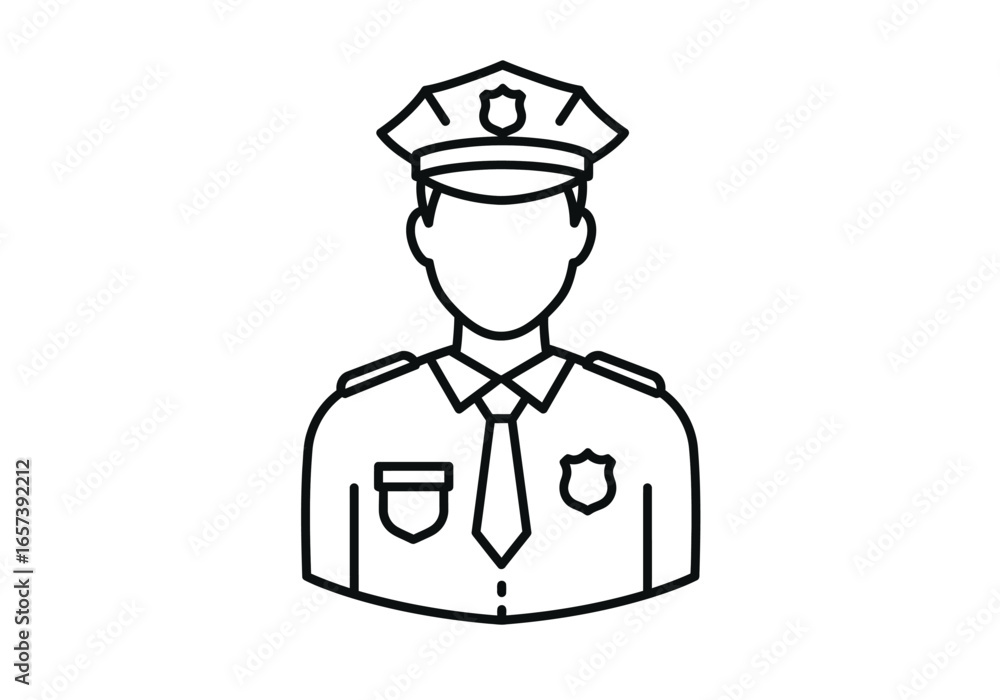 Police Officer Icon Line Art Illustration of a Law Enforcement Professional Police Officer Icon Line Art Illustration of a Law Enforcement Professional