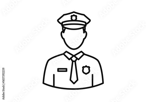 Police Officer Icon Line Art Illustration of a Law Enforcement Officer