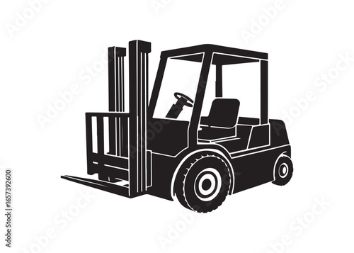 Forklift Truck Silhouette Industrial Warehouse Vehicle Vector.
