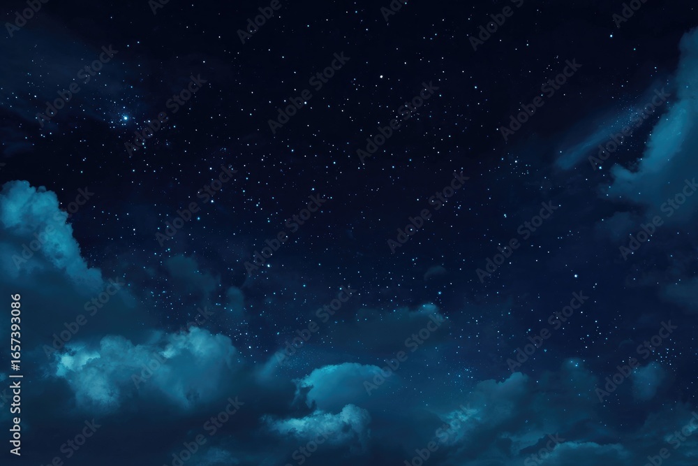 Fototapeta premium Night sky, clouds, stars