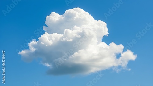 Fluffy Cumulus Cloud Isolated Against Azure Summer Sky