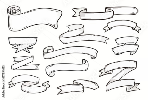 Wallpaper Mural Hand drawn ribbons vintage se... Torontodigital.ca