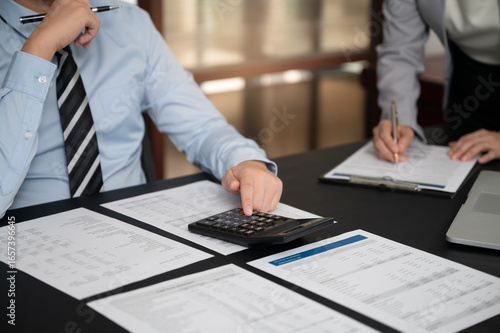 finance team working meeting for estimate capital for prepare plan and budget for financial management of organisation. financial planning concept.