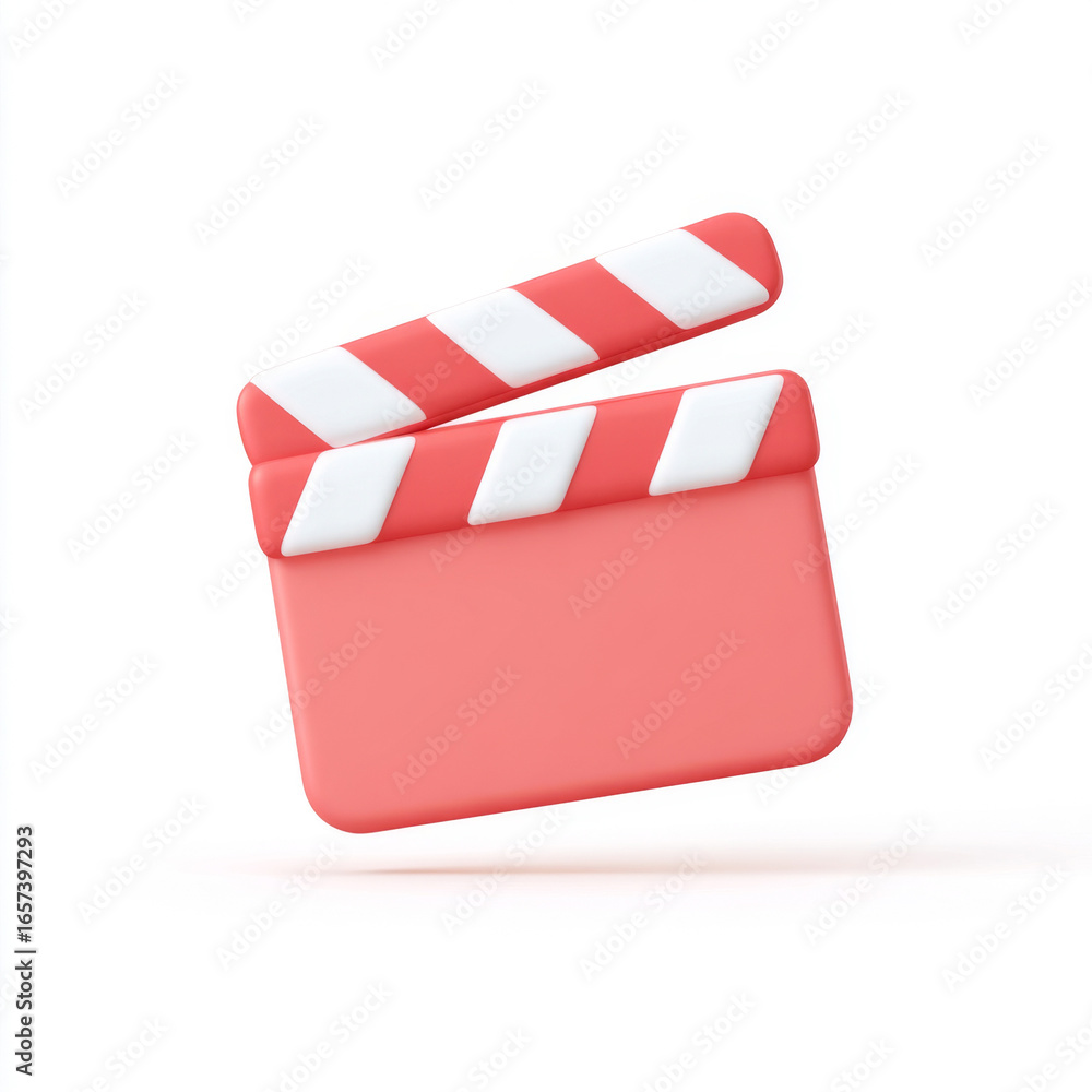Fototapeta premium A red clapperboard on a pure white background