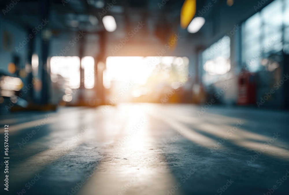 Fototapeta premium Brightly lit modern indoor space with large allowing natural sunlight to illuminate a spacious area with a polished floor and contemporary design elements