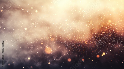 A white background with particles or elements randomly drifting in space. 