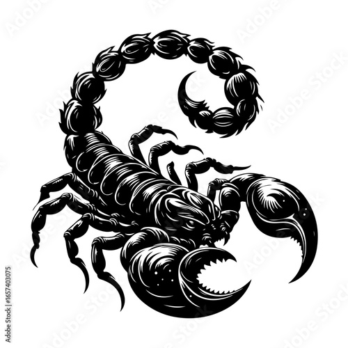 Aggressive Scorpion Silhouette Vector Illustration

