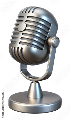 3D Professional Quality Metallic Microphone for Audio Recording