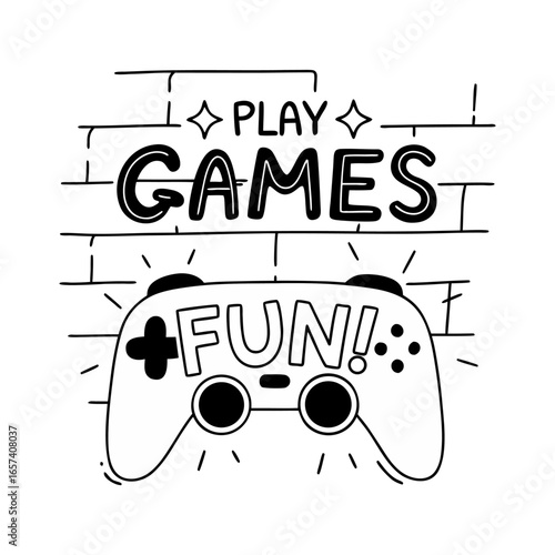 Play Games have fun neon sign with game pad, bright signboard, light banner. Game logo neon, emblem playing computer game on laptop at night Game controller in neon Playing Multiplayer Games.