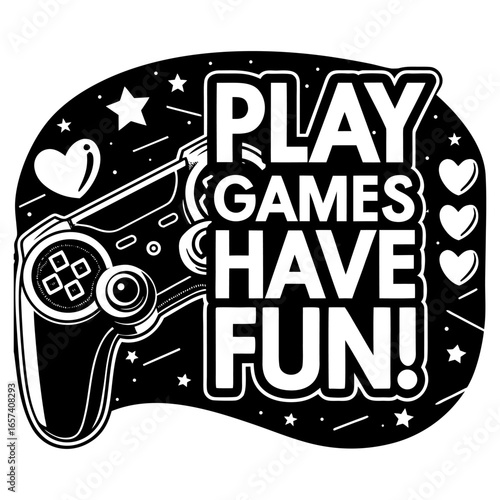 Play Games have fun neon sign with game pad, bright signboard, light banner. Game logo neon, emblem playing computer game on laptop at night Game controller in neon Playing Multiplayer Games.