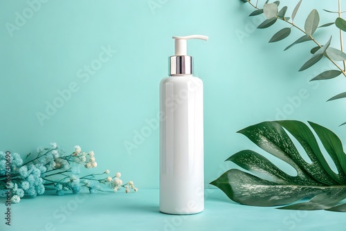 White Cosmetic Pump Bottle Mockup for Skincare, Lotion, Shampoo and Branding