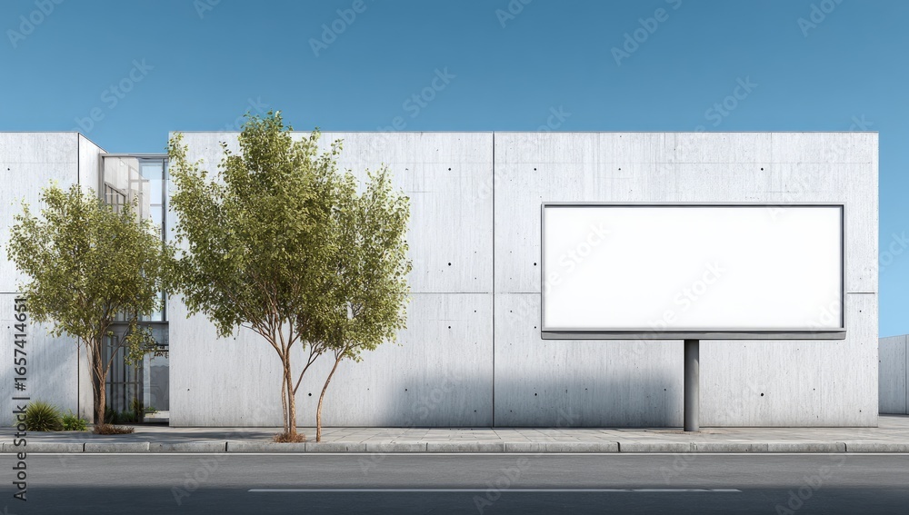 Fototapeta premium Blank billboard against a modern concrete building