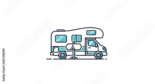 campervan adventure find your perfect camping spot with this clean modern icon illustration for travel blogs tourism websites and rv rental businesses