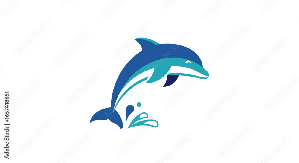 Fototapeta premium playful dolphin logo perfect for aquatic businesses marine conservation or childrens organizations seeking a friendly and approachable brand identity