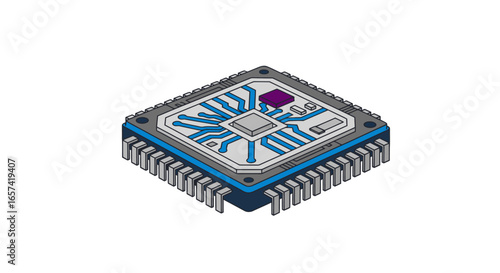 isometric illustration of microchip perfect for tech startups electronics and ai websites needing a modern clean and hightech visual