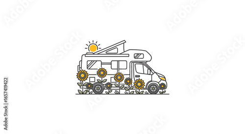 sunpowered campervan adventure escape the ordinary embrace the open road surrounded by sunflowers