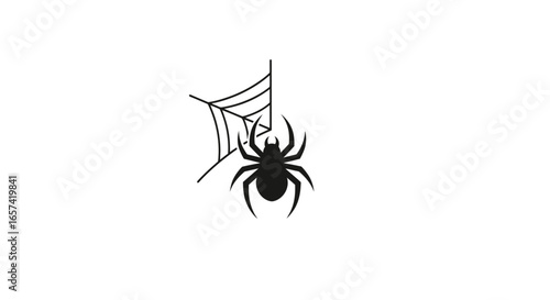 spider and web icon simple creepy halloween logo for websites print and social media designs