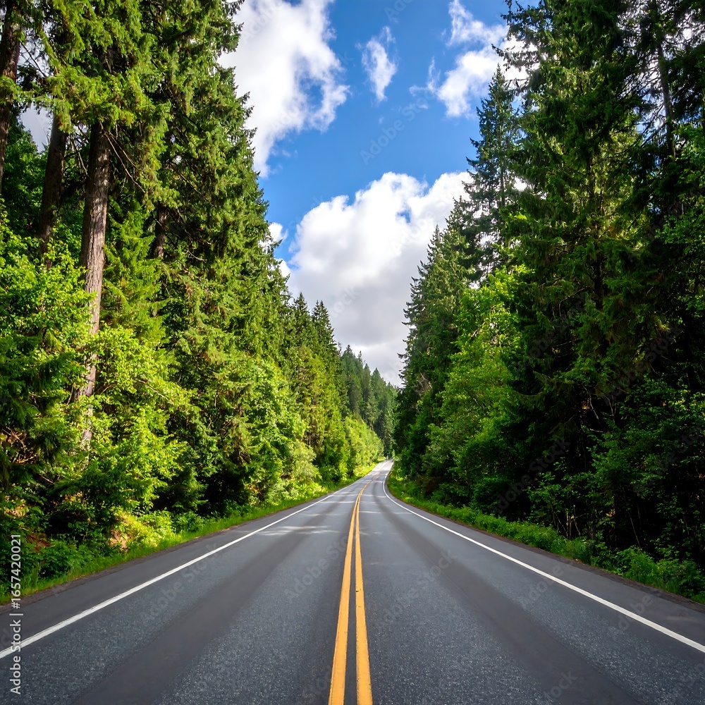 Fototapeta premium Road through lush forest