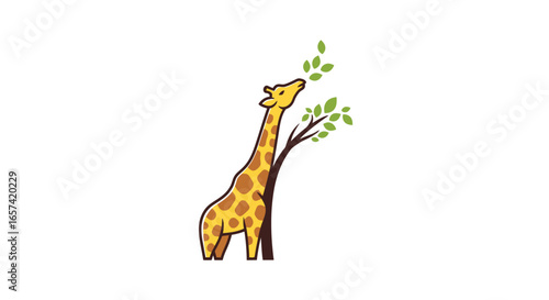 adorable giraffe logo reaching for success growth and environmental harmony perfect for ecofriendly businesses childrens products and conservation organizations