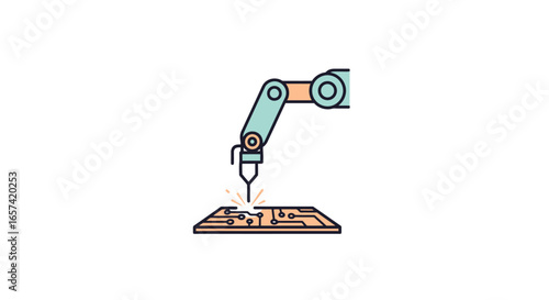 automated circuit board manufacturing robotic arm precisely assembling microchips for hightech electronics production