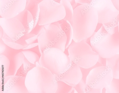 Soft-focus image of numerous pale pink rose petals