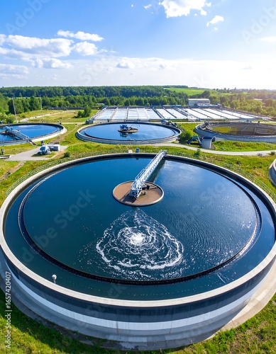 Aerial View of Wastewater Treatment Plant