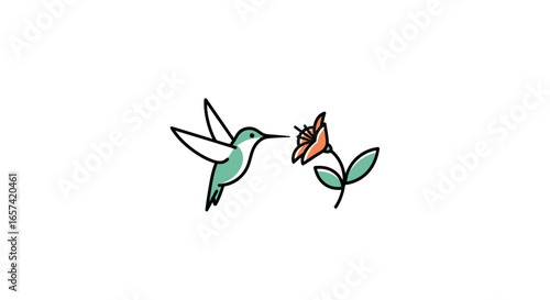 hummingbird and flower elegant line art logo for nature wellness or ecofriendly businesses seeking a symbol of harmony and growth