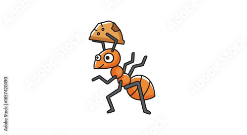 hardworking ant carrying a crumb perfect logo for construction teamwork or food businesses needing a friendly determined mascot