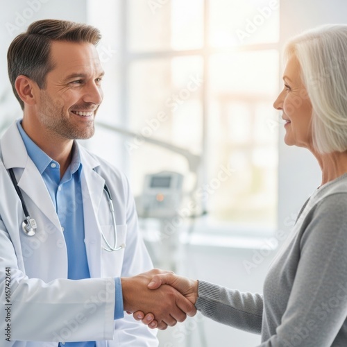Doctor and patient shaking hands isolated on transparent background