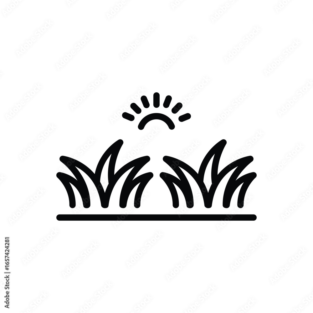 Fotografie Black line icon for grassland