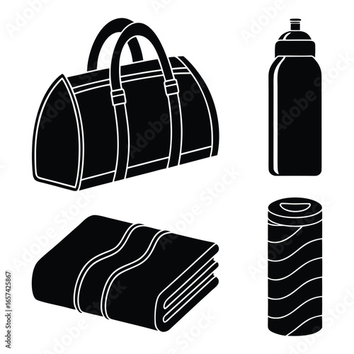 Abstract duffel bag and gym gear illustration