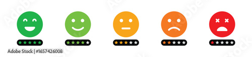 Mood icon set. Set of rating, reaction, emoji  mood icon  - Stock Vector 