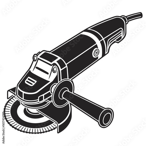 Minimalist angle grinder and cutting disc icon